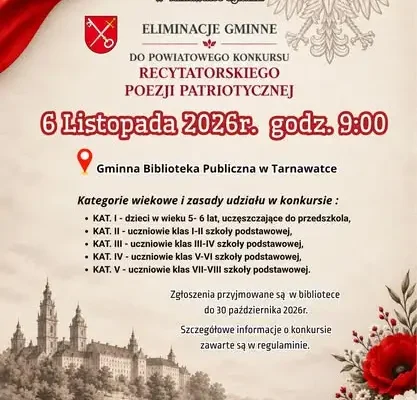 Tarnawatka: eliminacje gminne konkursu recytatorskiego poezji patriotycznej już 6 listopada