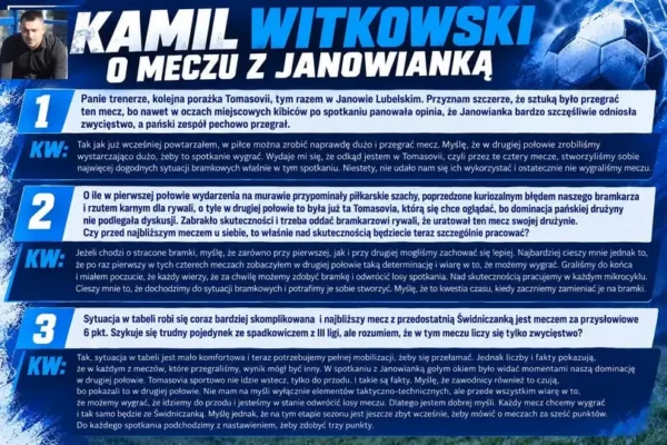 Tomasovia przegrywa z Janowianką. Trener Witkowski: „Sztuką było przegrać ten mecz”