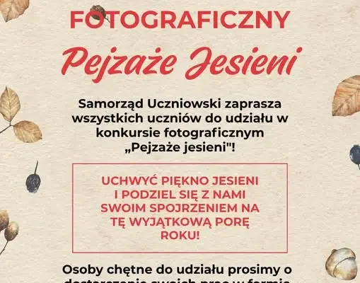 Konkurs fotograficzny „Pejzaże jesieni” w Tomaszowie Lubelskim – zgłoszenia do 6 listopada