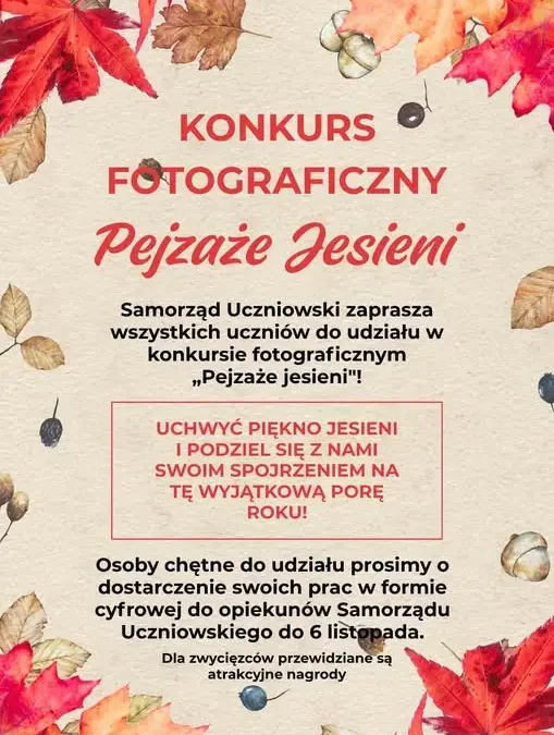 Konkurs fotograficzny „Pejzaże jesieni” w Tomaszowie Lubelskim – zgłoszenia do 6 listopada